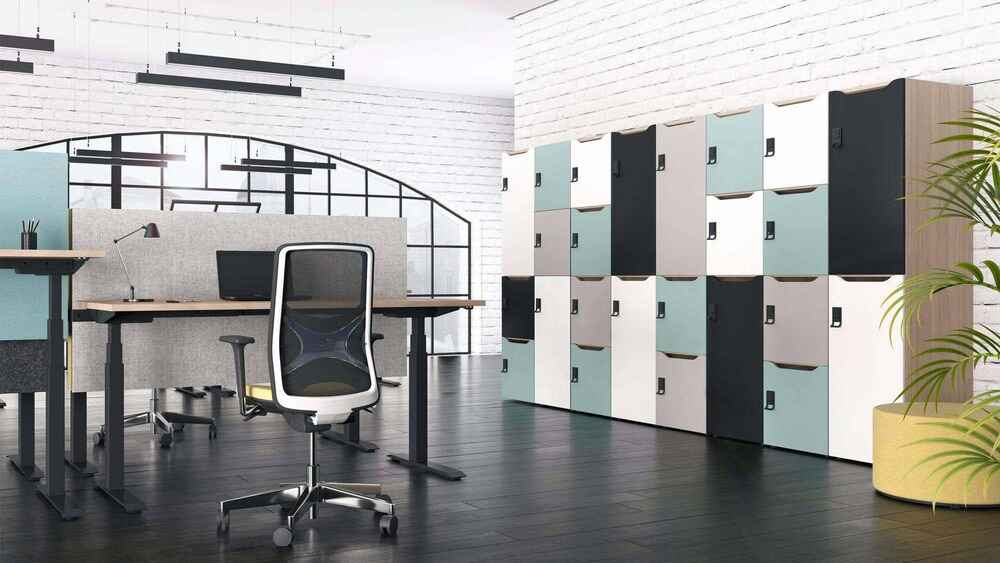 lockers with desk